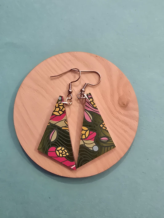 Green Floral Earrings
